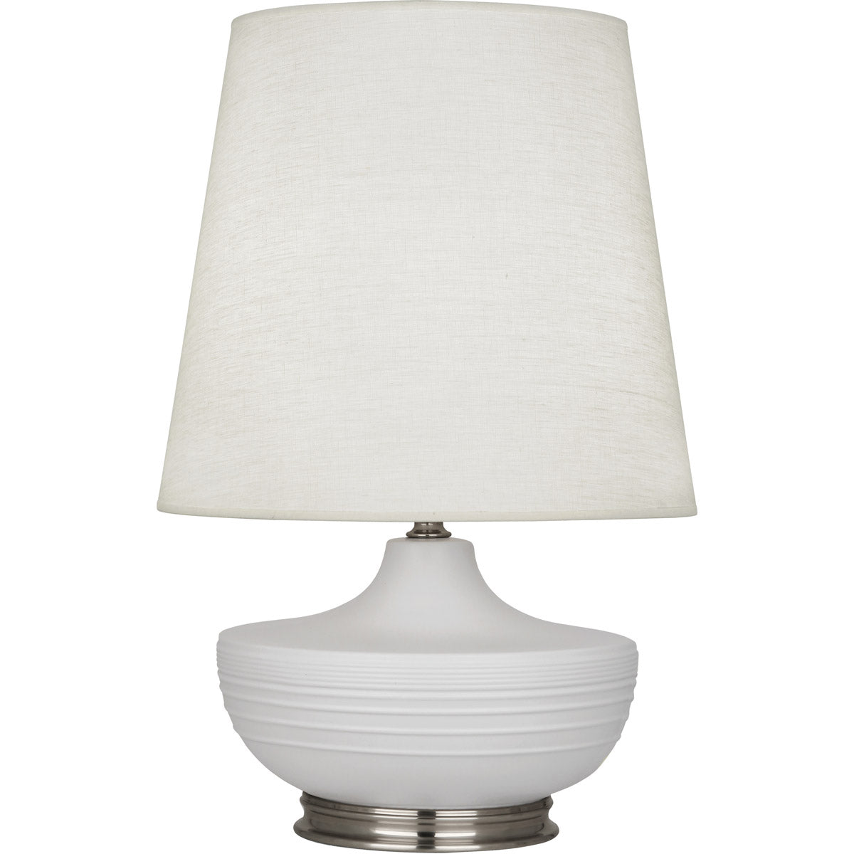 Robert Abbey  Michael Berman Matte Dove Michael Berman Nolan Table Lamp in Matte Dove Glazed Ceramic with Dark Antique Nickel Accents MDV23