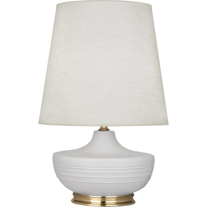 Robert Abbey  Michael Berman Matte Dove Michael Berman Nolan Table Lamp in Matte Dove Glazed Ceramic with Modern Brass Accents MDV24