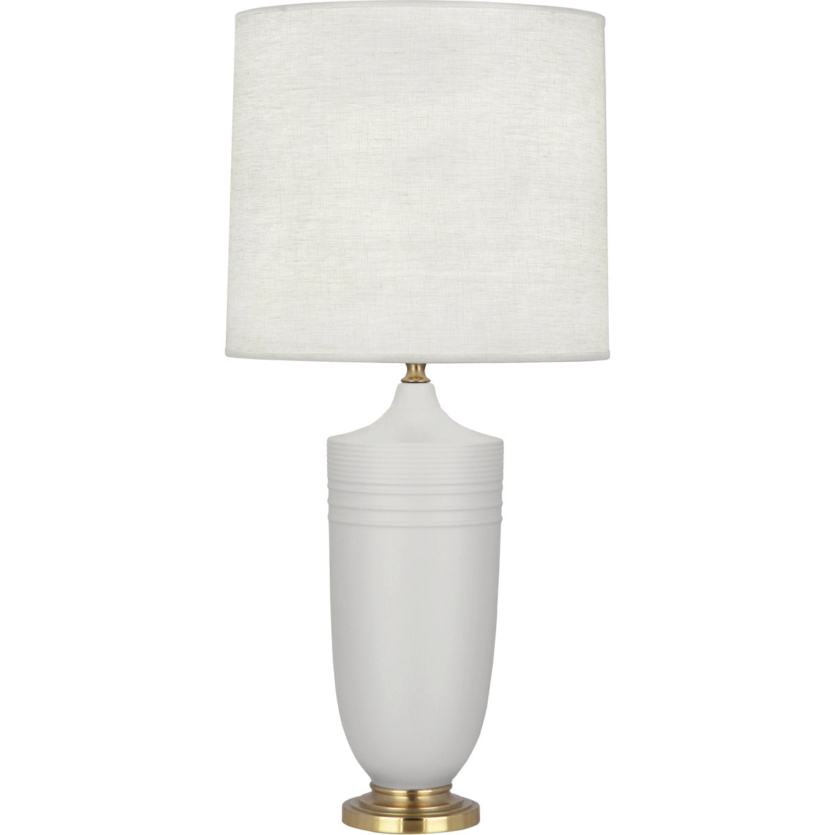 Robert Abbey  Michael Berman Matte Dove Michael Berman Hadrian Table Lamp in Matte Dove Glazed Ceramic with Modern Brass Accents MDV27