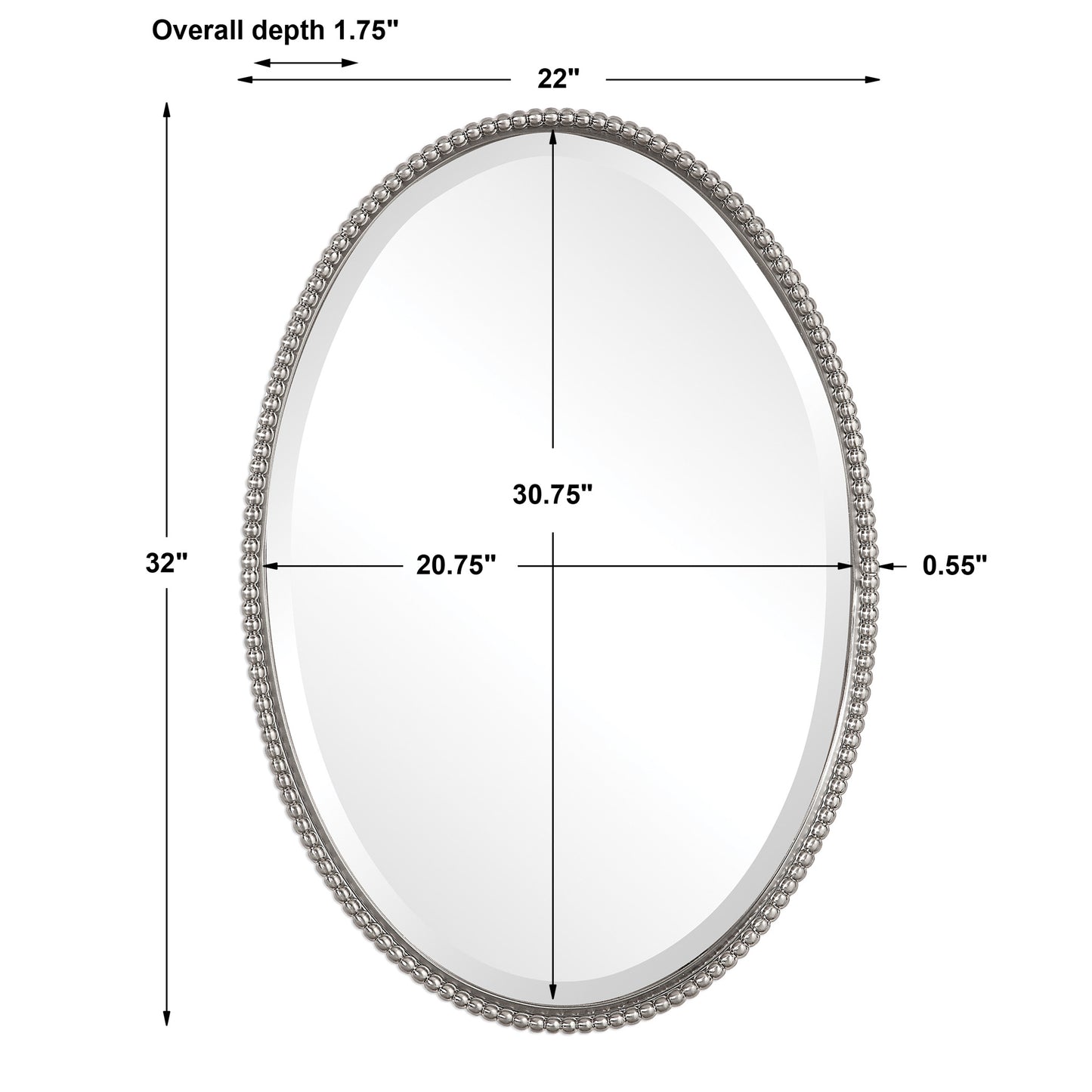 Uttermost Sherise Brushed Nickel Oval Mirror 01102 B