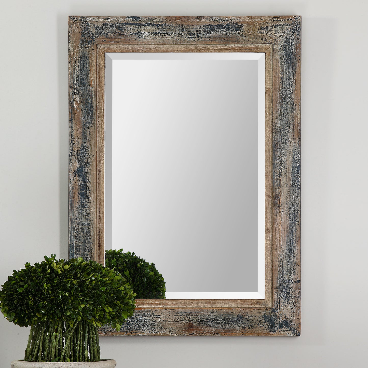 Uttermost Bozeman Distressed Blue Mirror 13829