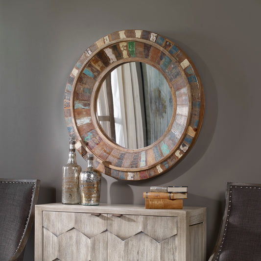 Uttermost Jeremiah Round Wood Mirror 04017