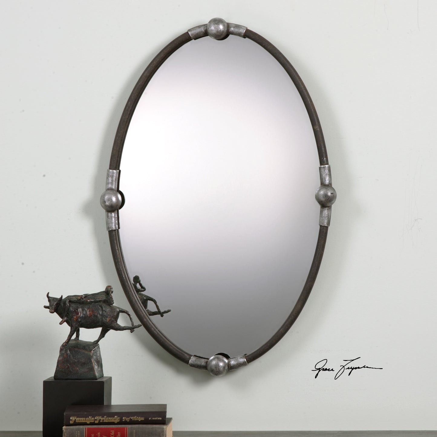 Uttermost Carrick Black Oval Mirror 09064