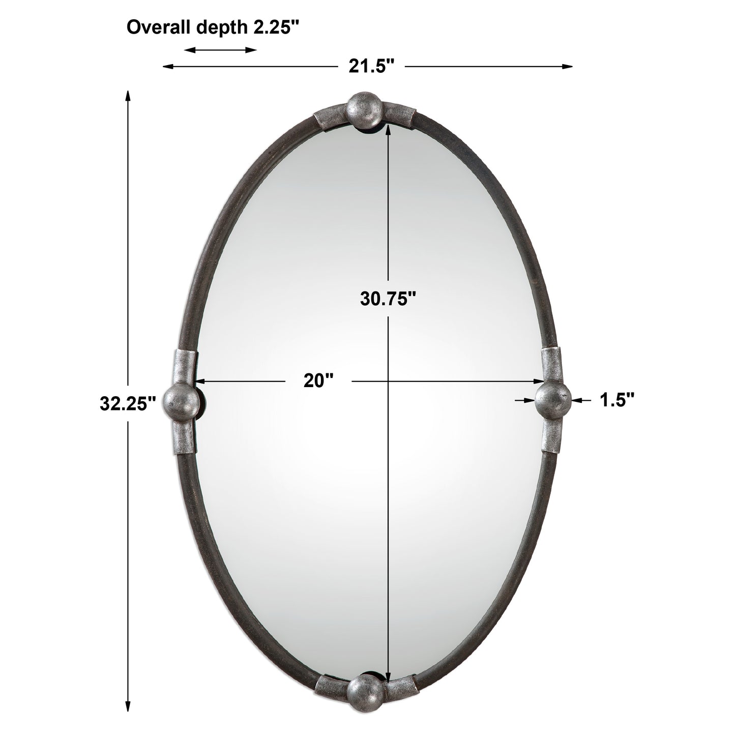 Uttermost Carrick Black Oval Mirror 09064