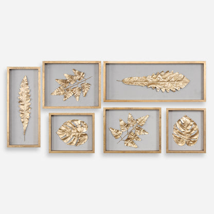 Uttermost Golden Leaves Shadow Box Set/6 04074