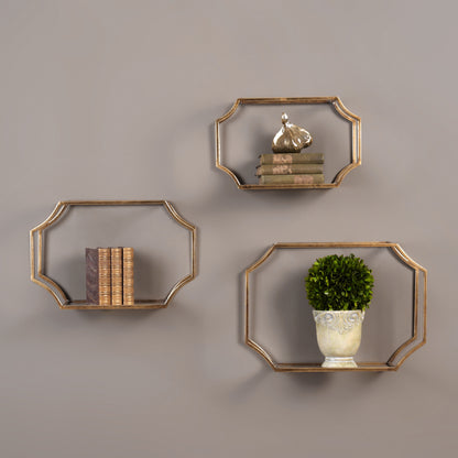 Uttermost Lindee Gold Wall Shelves S/3 04048