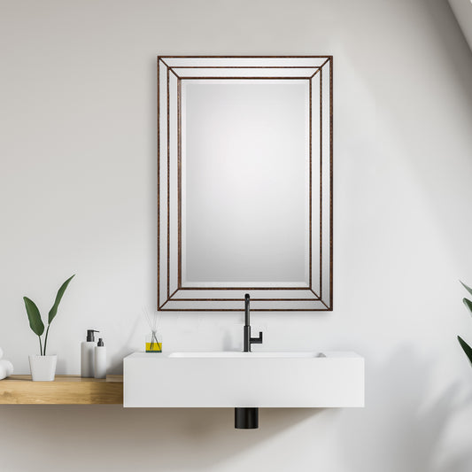 Lily Lifestyle Metallic Bronze Finish Featuring Grooved Texture And Mirror Inlays