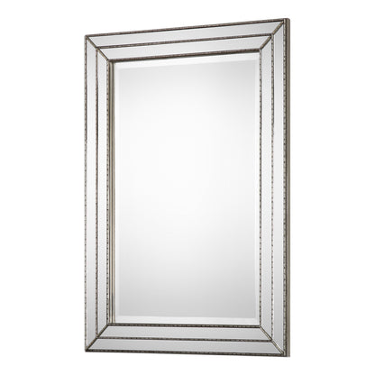 Lily Lifestyle Metallic Silver Finish Featuring Grooved Texture And Mirror Inlays