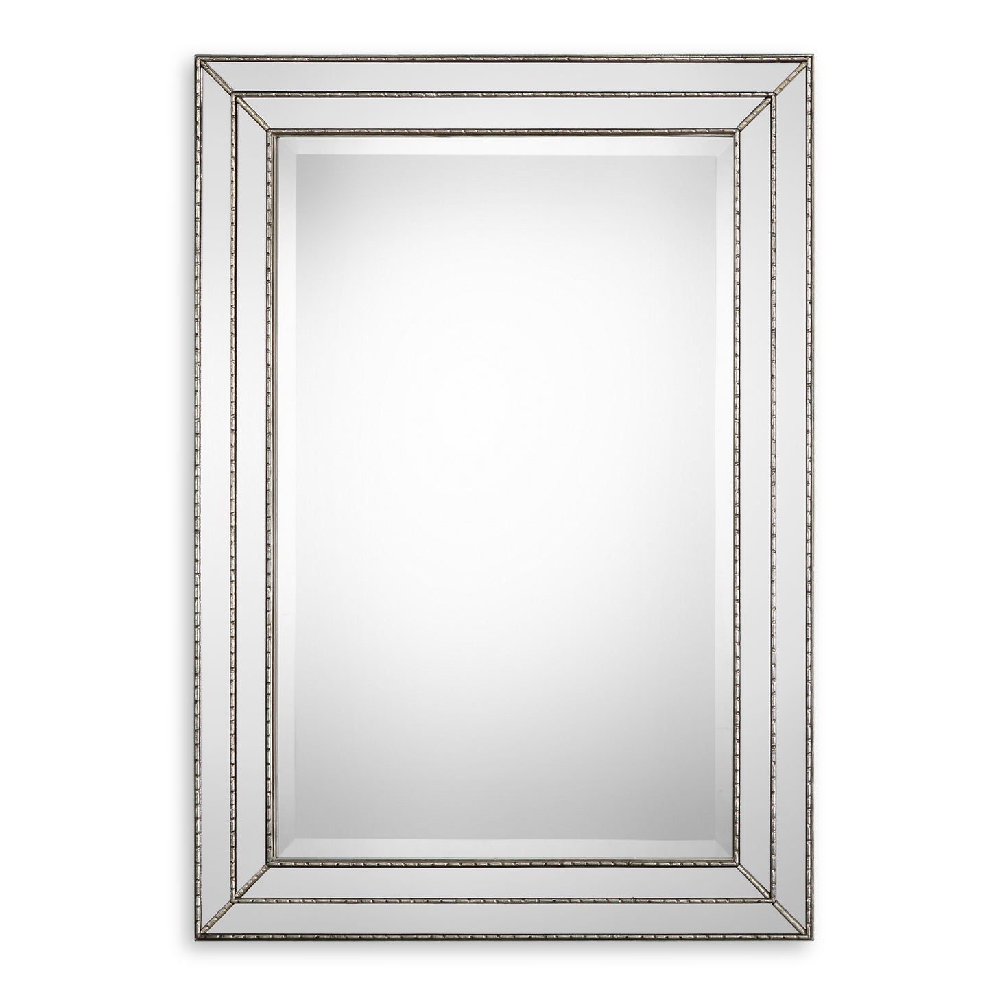 Lily Lifestyle Metallic Silver Finish Featuring Grooved Texture And Mirror Inlays