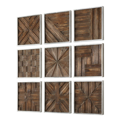 Uttermost Bryndle Rustic Wooden Squares S/9 04115