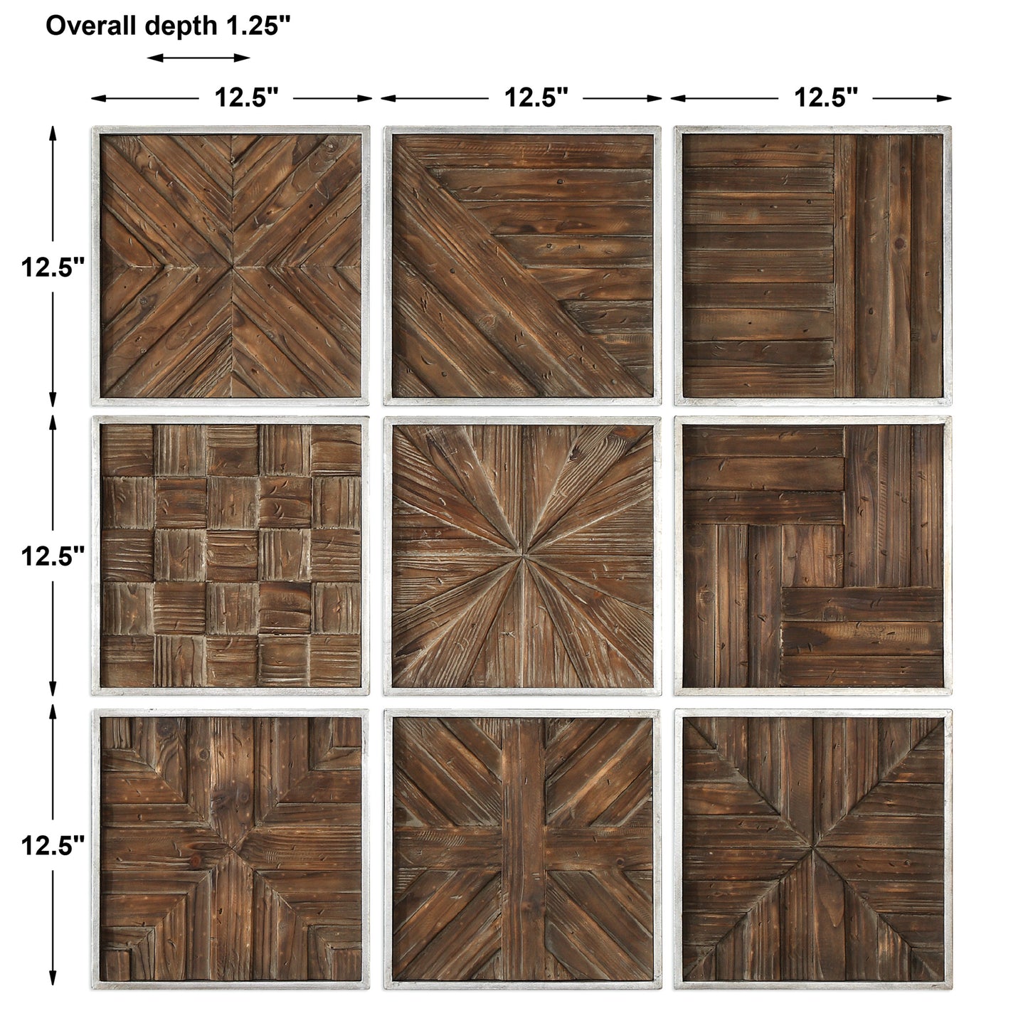 Uttermost Bryndle Rustic Wooden Squares S/9 04115