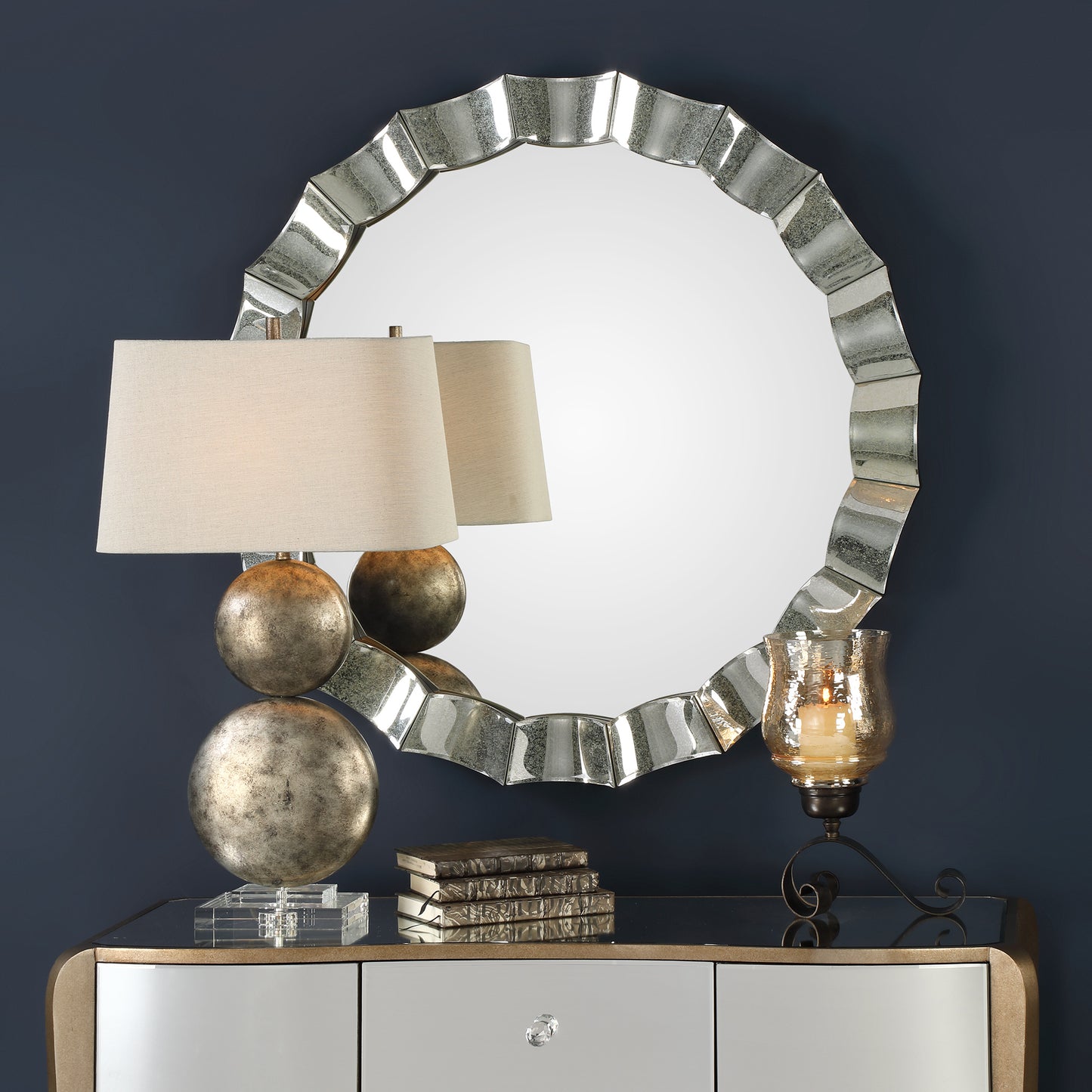 Uttermost Sabino Scalloped Round Mirror 09334