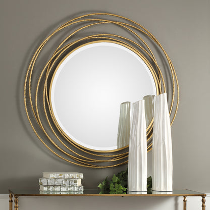 Uttermost Whirlwind Gold Round Mirror 09348