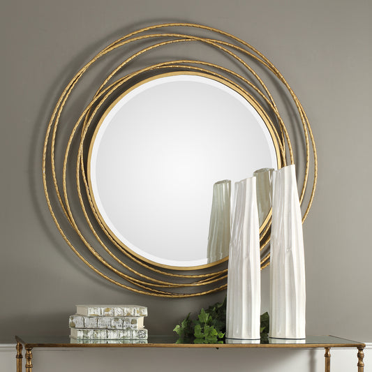 Uttermost Whirlwind Gold Round Mirror 09348