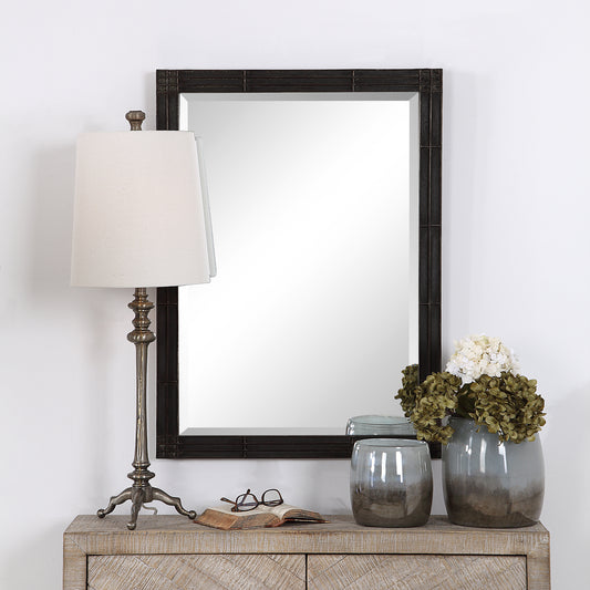 Uttermost Gower Aged Black Vanity Mirror 09485