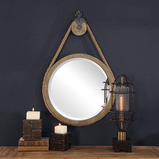 Uttermost Melton Round Pulley Mirror 09490