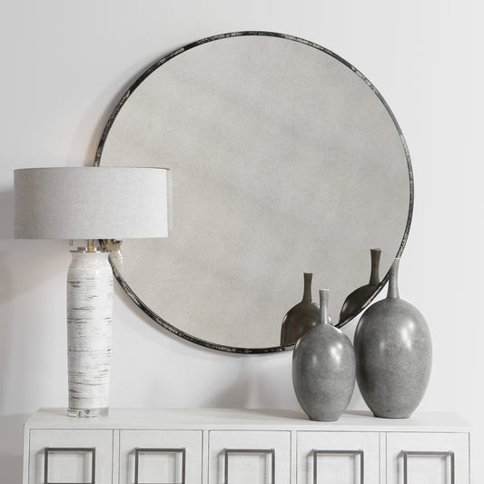 Uttermost Junius Antique White Round Mirror 09629