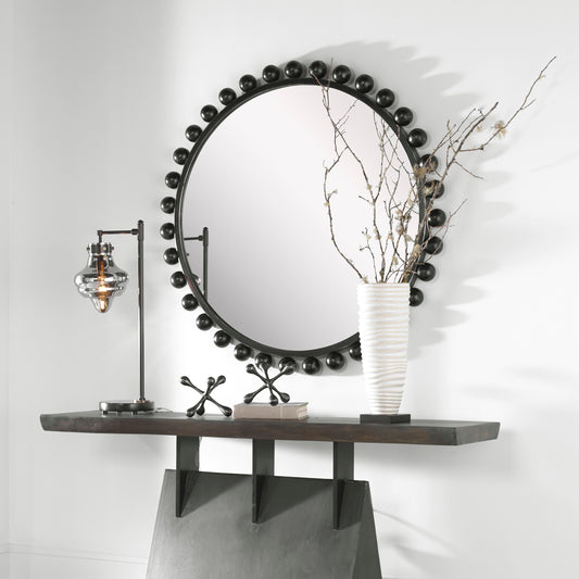 Uttermost Cyra Black Round Mirror 09694