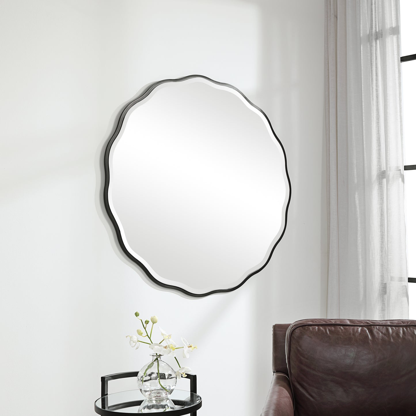 Uttermost Aneta Black Round Mirror 09693