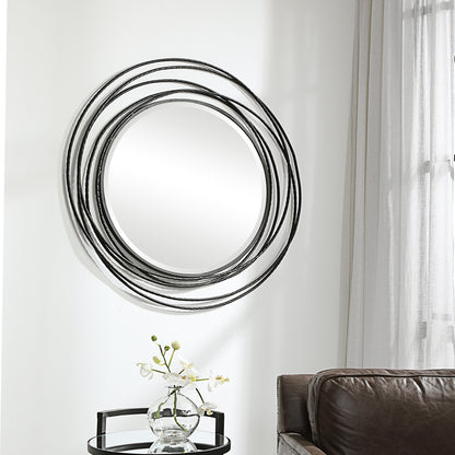 Uttermost Whirlwind Black Round Mirror 09704