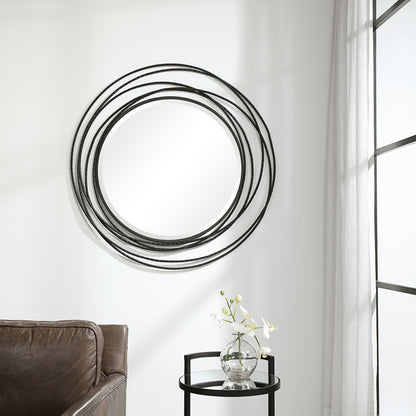 Uttermost Whirlwind Black Round Mirror 09704