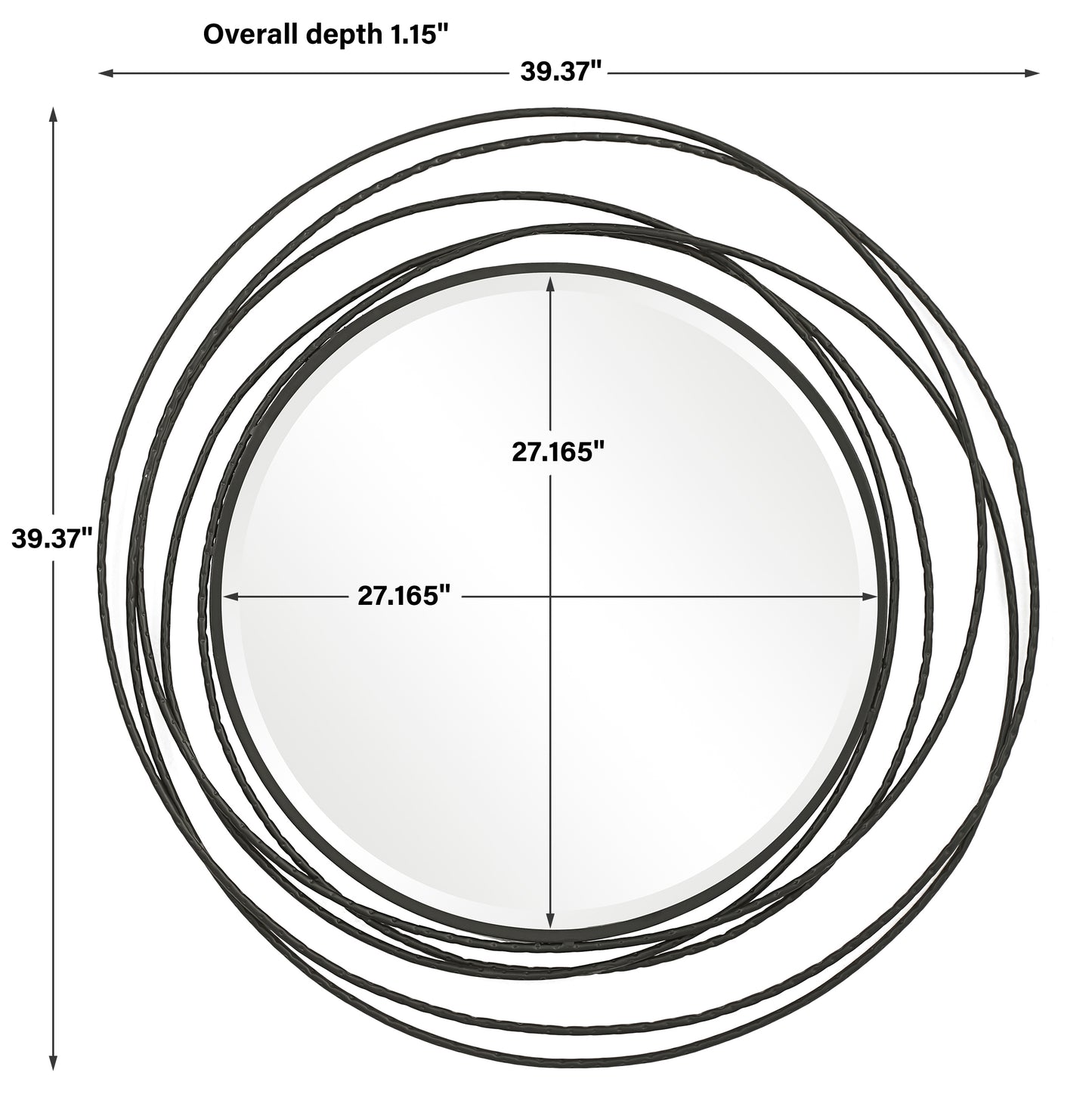 Uttermost Whirlwind Black Round Mirror 09704