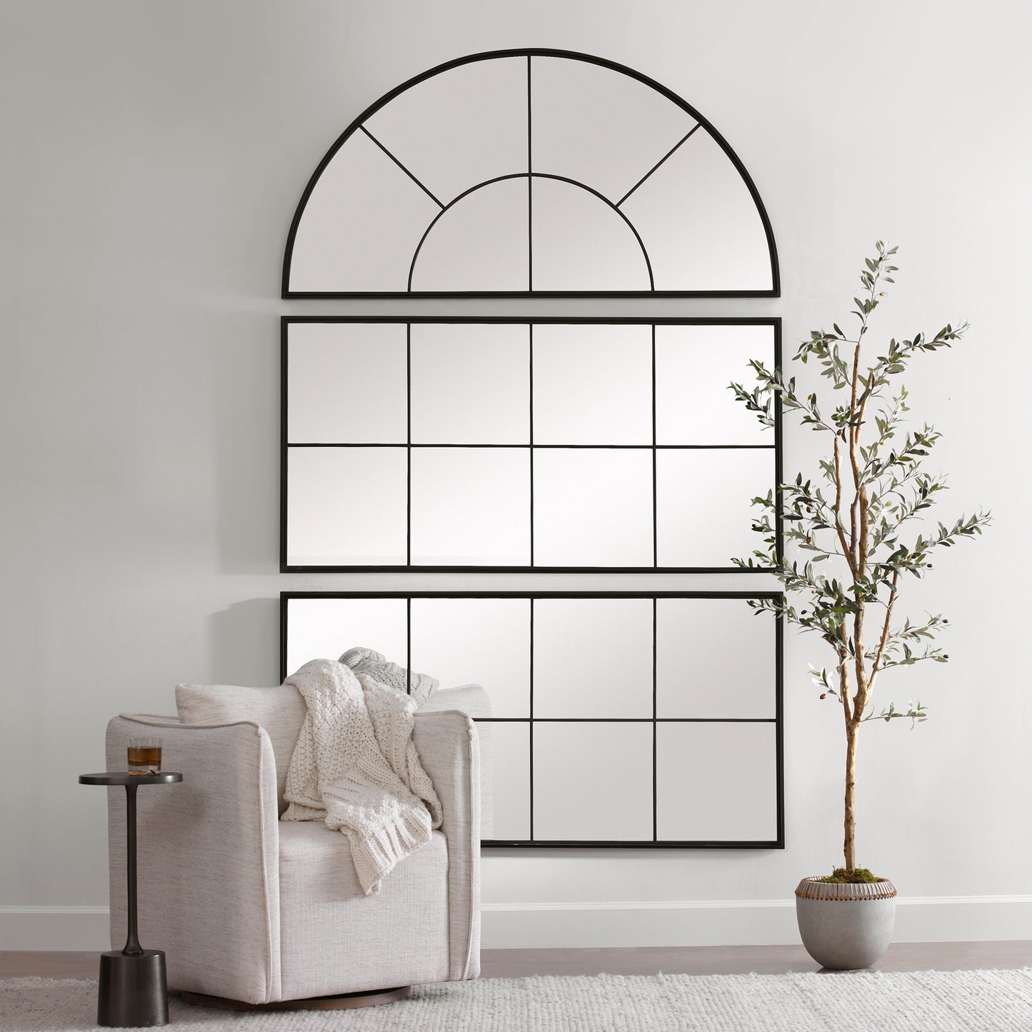 Uttermost Rousseau Iron Window Arch Mirror 09733