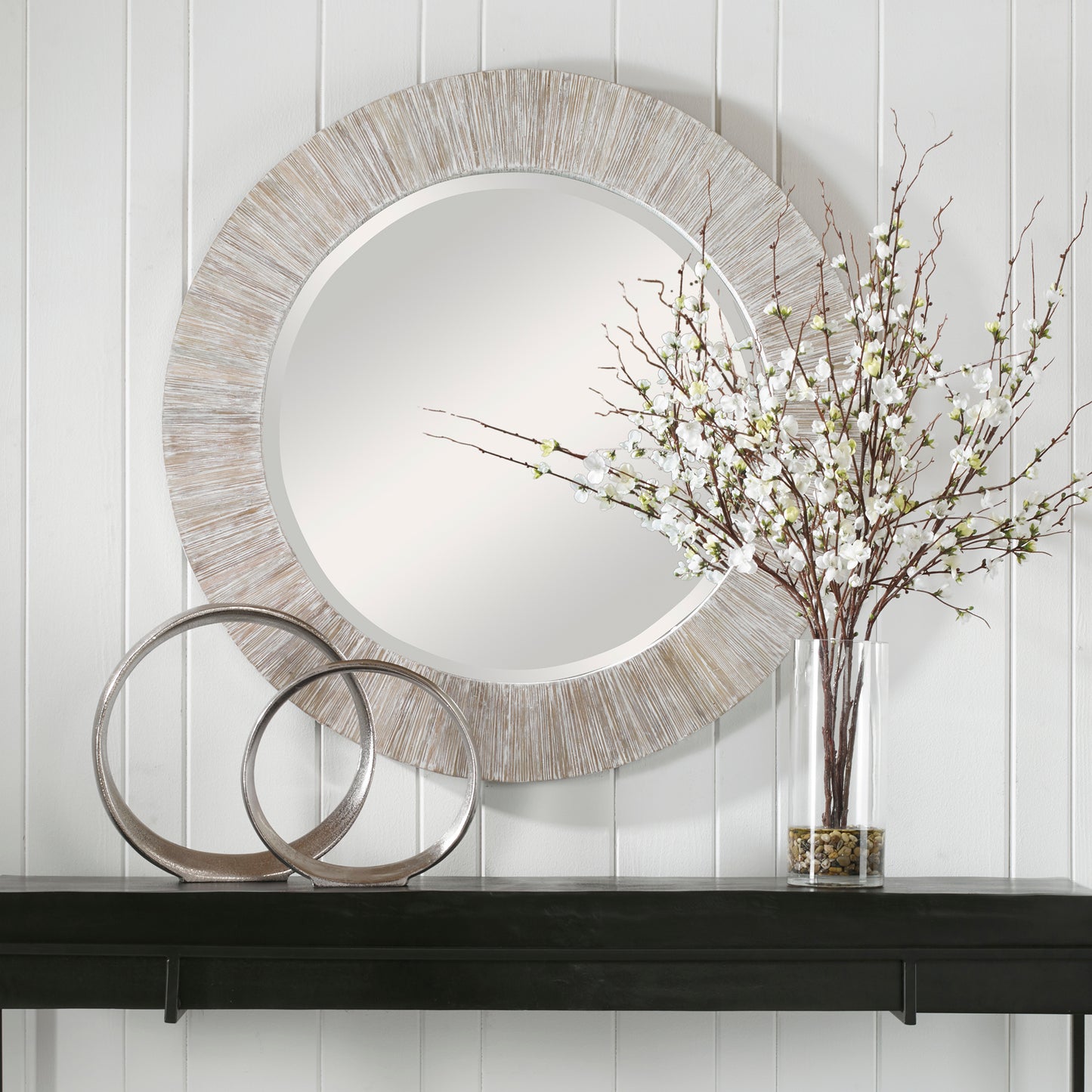 Uttermost Repose Whitewash Round Mirror 09785