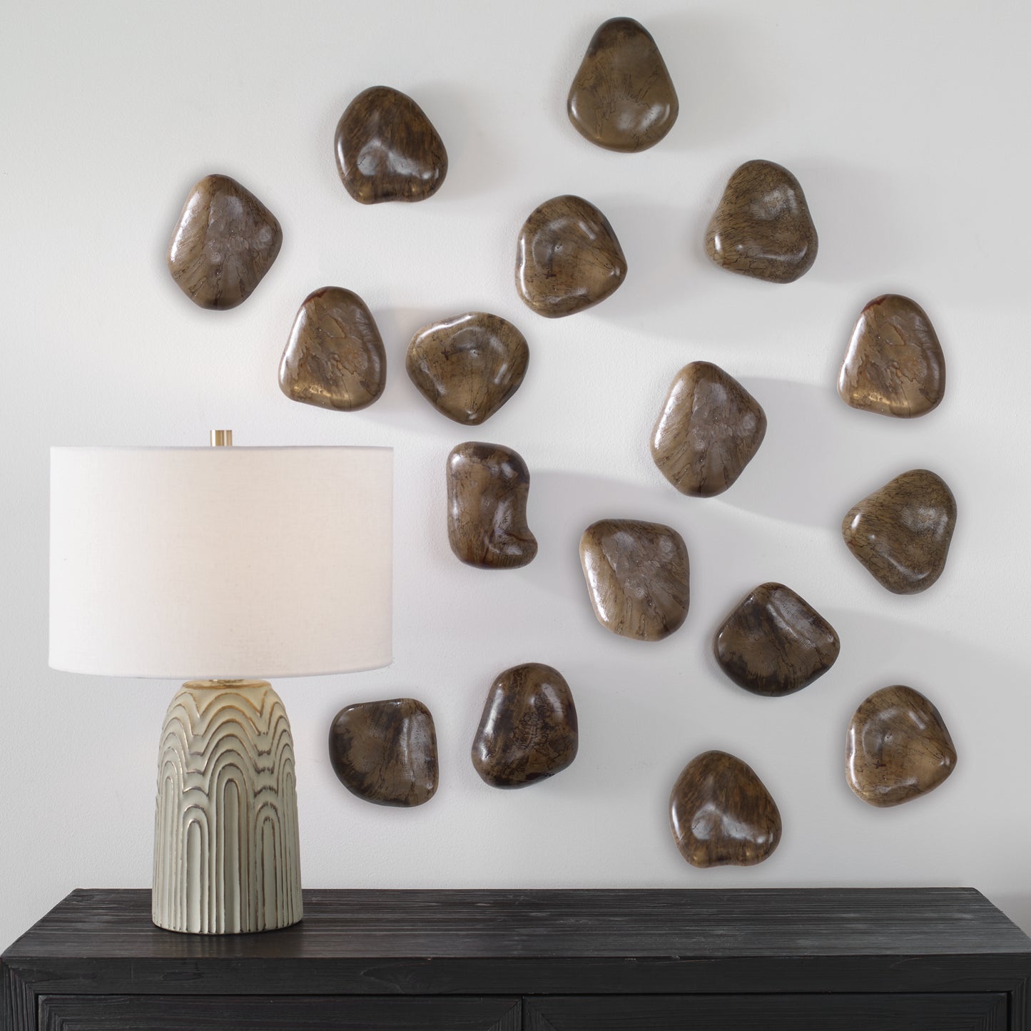 Uttermost Pebbles Walnut Wood Wall Décor, S/9 04323