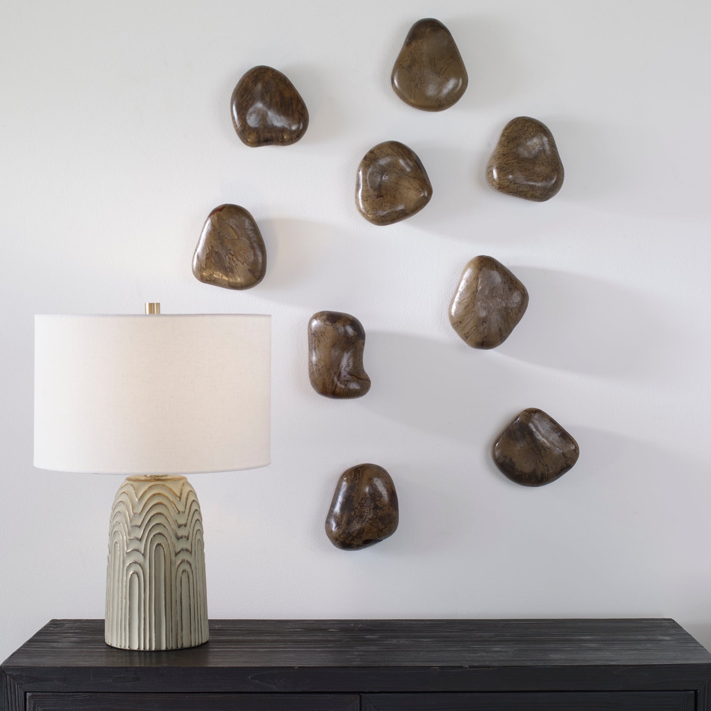 Uttermost Pebbles Walnut Wood Wall Décor, S/9 04323