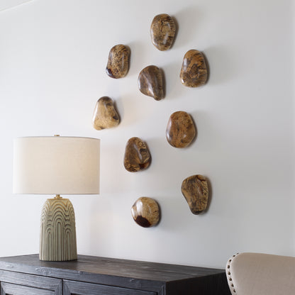 Uttermost Pebbles Blonde Wood Wall Décor, S/9 04324