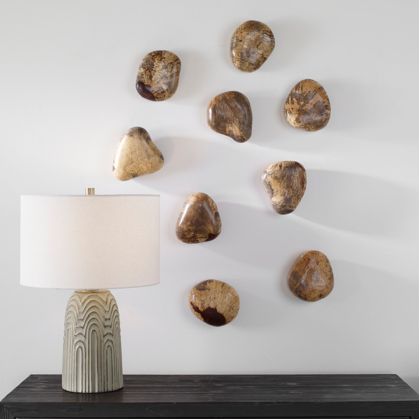 Uttermost Pebbles Blonde Wood Wall Décor, S/9 04324