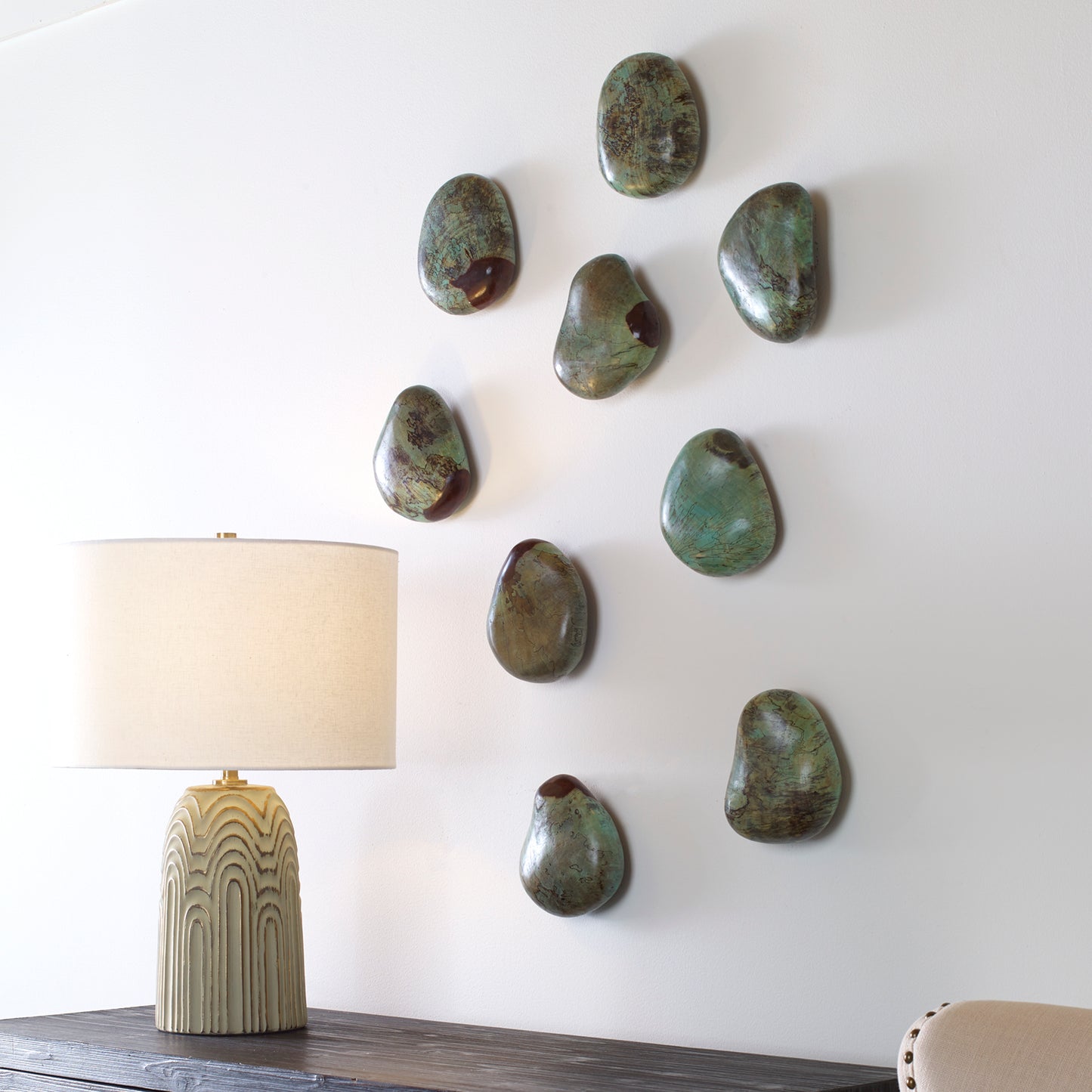 Uttermost Pebbles Aqua Wood Wall Decor, S/9 04325