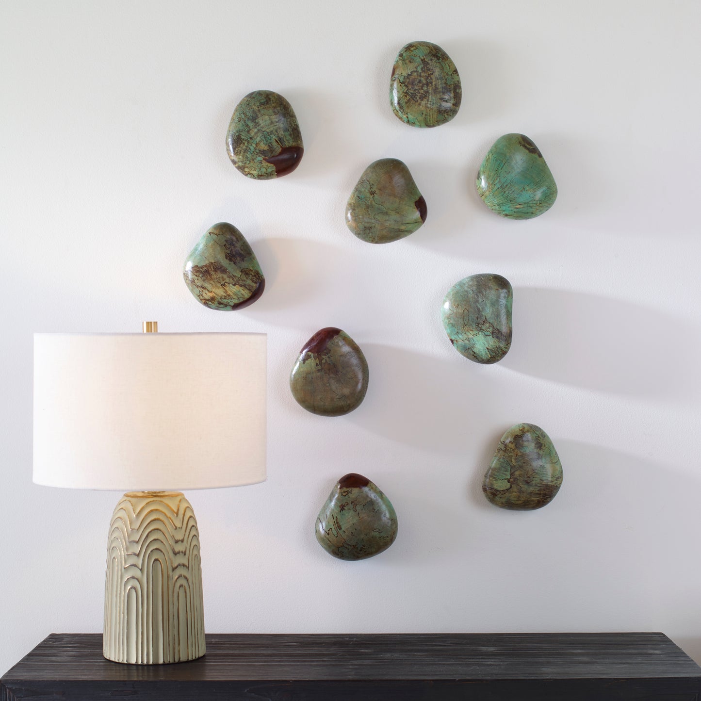 Uttermost Pebbles Aqua Wood Wall Decor, S/9 04325