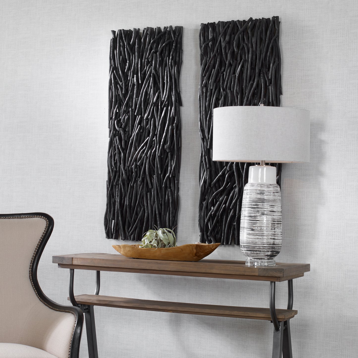 Uttermost Gathered Teak Black Wood Wall Decor 04331