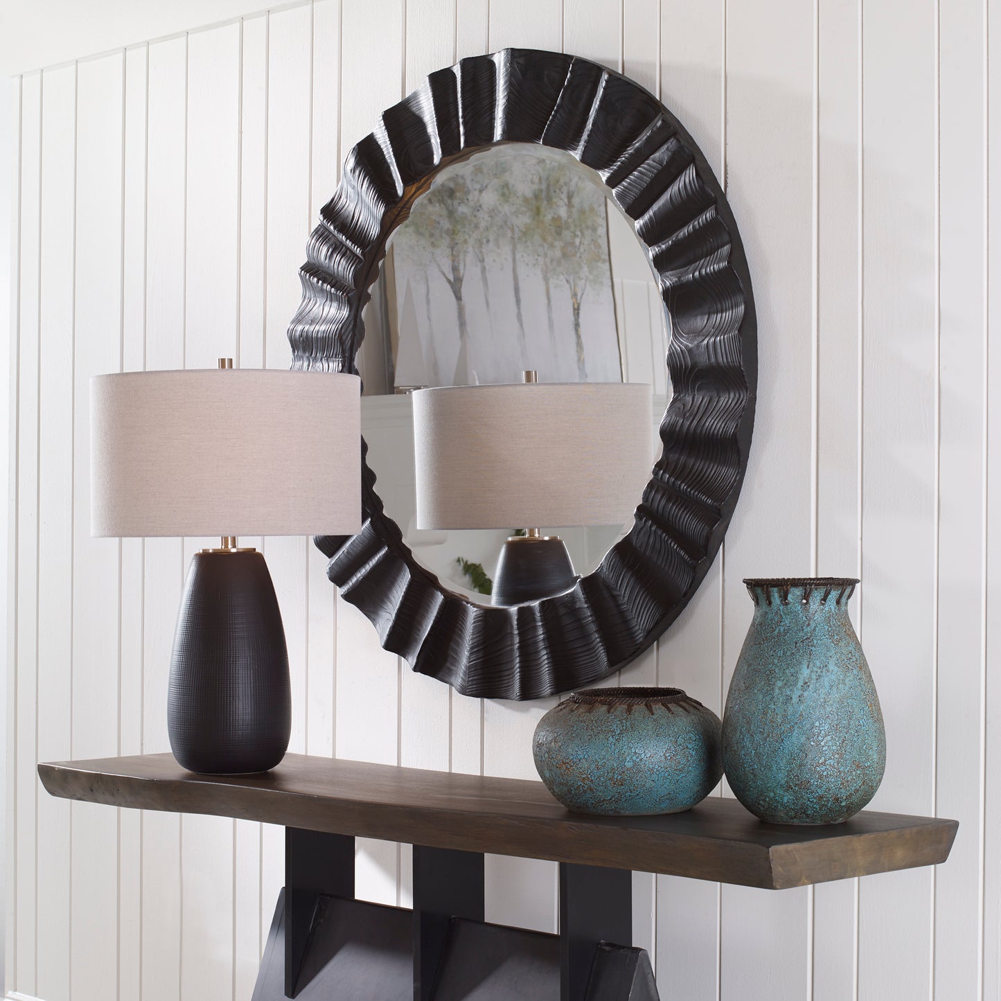 Uttermost Caribou Dark Espresso Round Mirror 09798