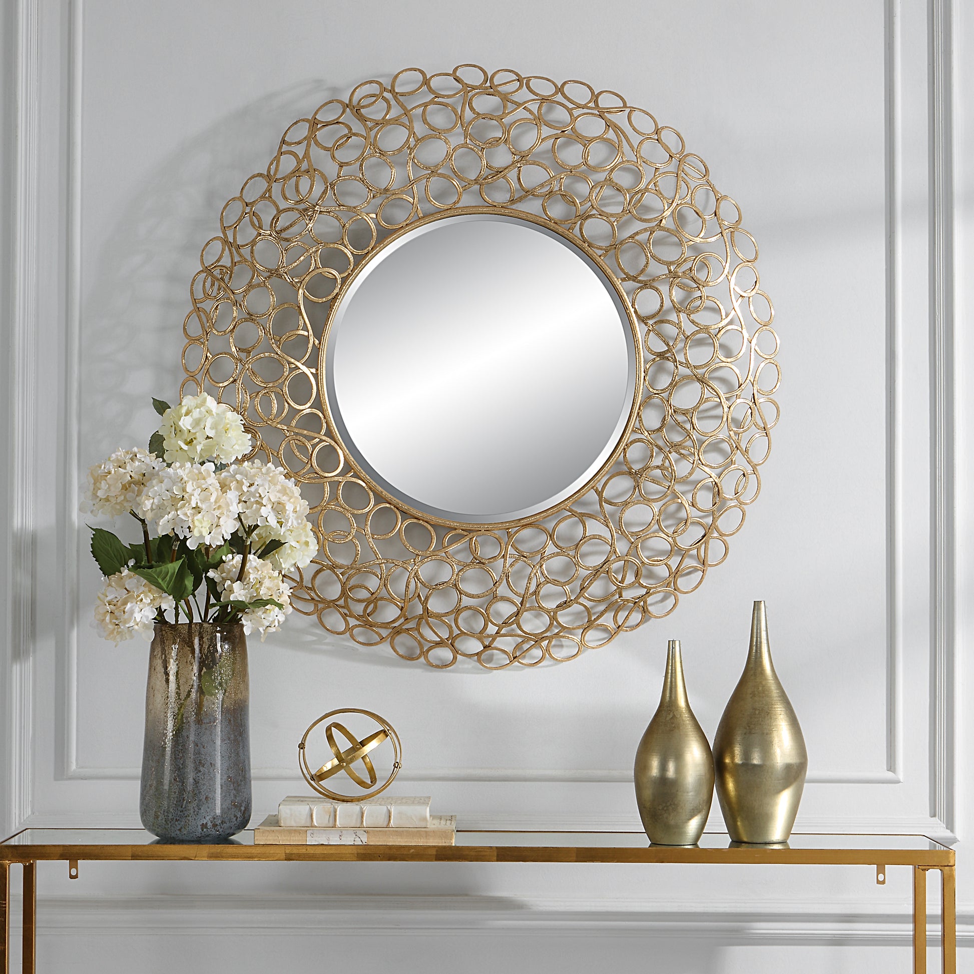 Uttermost Swirl Round Gold Mirror 09850