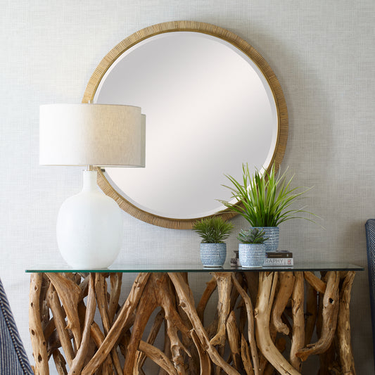 Uttermost Paradise Round Rattan Mirror 09849