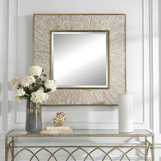 Uttermost Wharton Whitewashed Square Mirror 09854