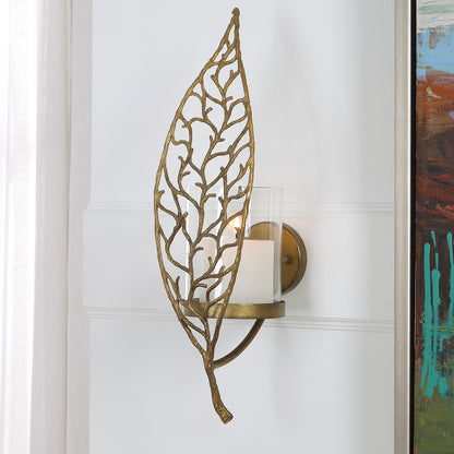 Uttermost Woodland Treasure Gold Candle Sconce 04334