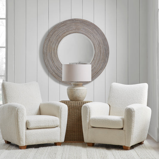 Uttermost Vortex White Washed Round Mirror 08173