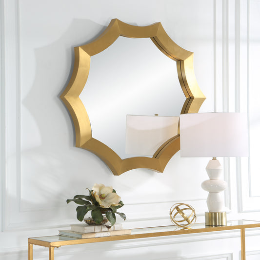 Uttermost Flare Brushed Brass Round Mirror 09906