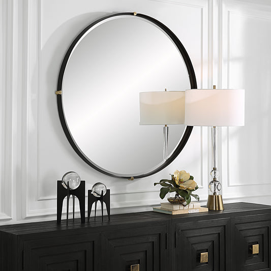 Uttermost Bonded Round Black Mirror 09939