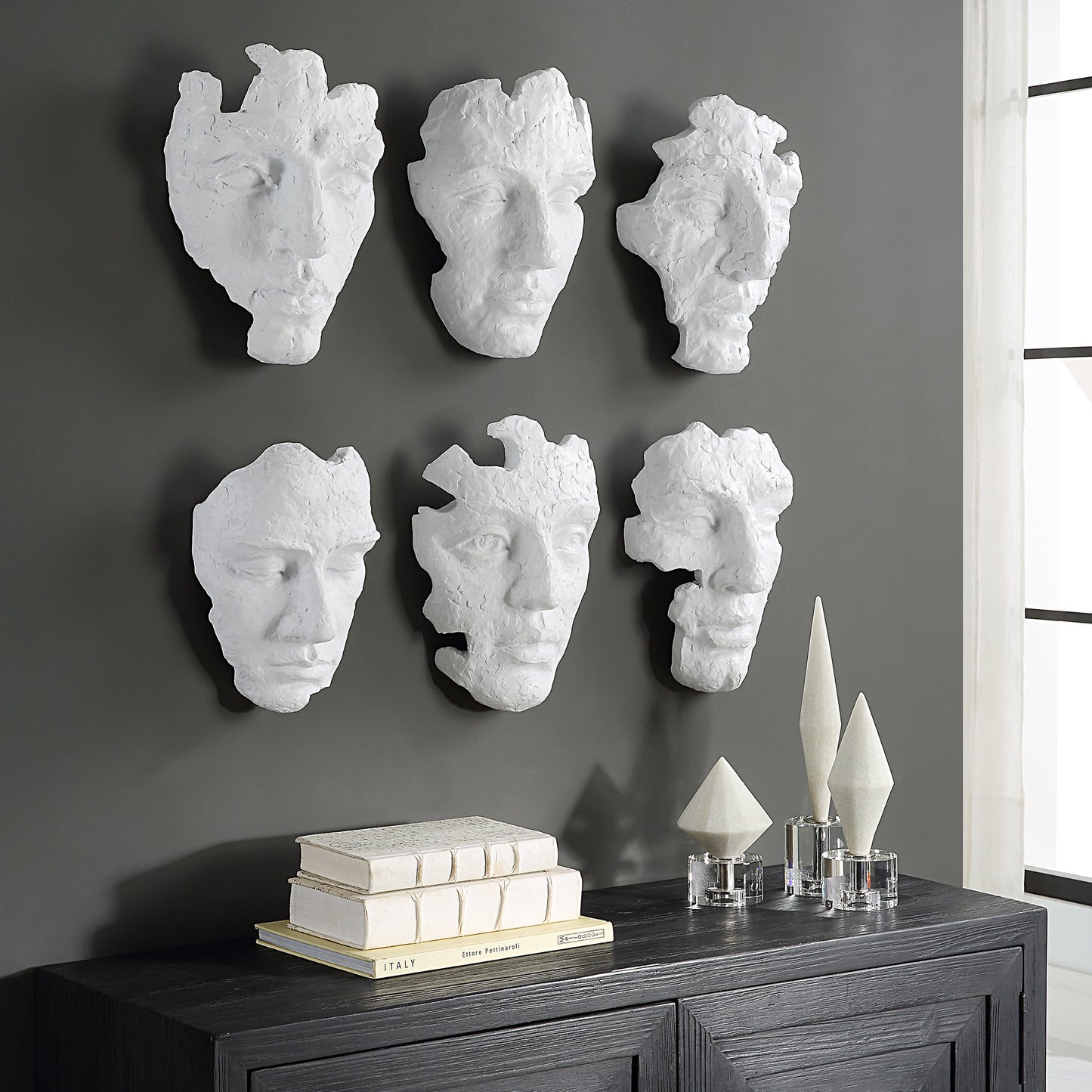 Uttermost Self-Portrait White Mask Wall Decor, Set/6 04358