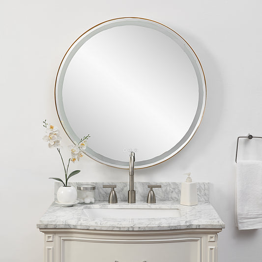 Uttermost Crofton Lighted Brass Round Mirror 09947