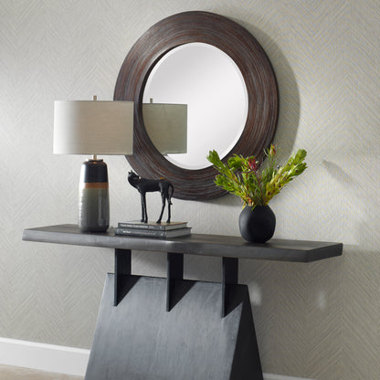 Uttermost Dutton Dark Walnut Round Mirror 08178