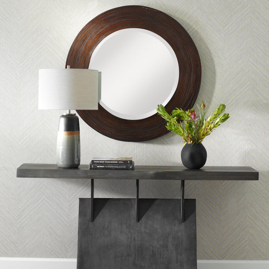 Uttermost Dutton Dark Walnut Round Mirror 08178