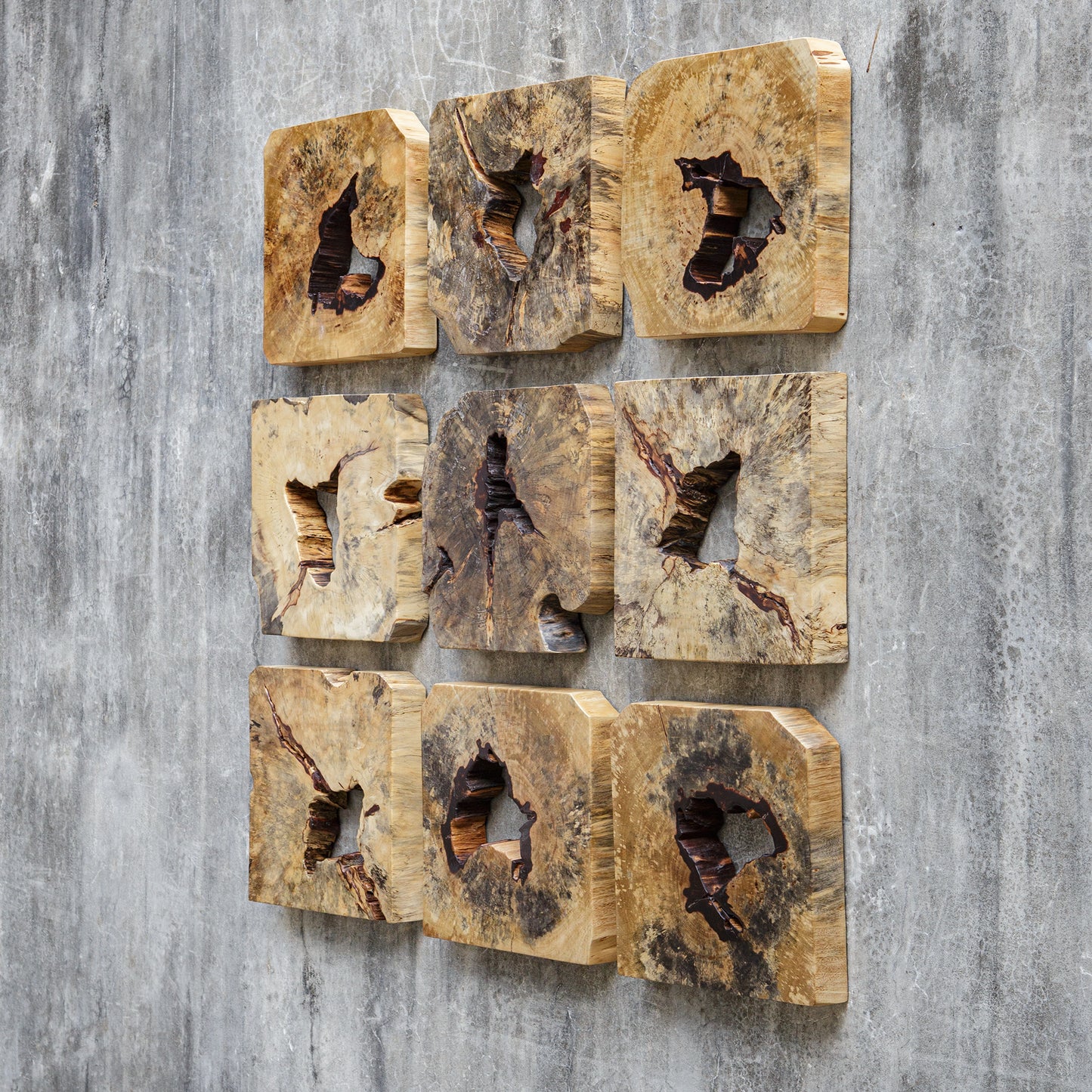 Uttermost Bahati Wood Wall Décor In Natural, S/9 04360