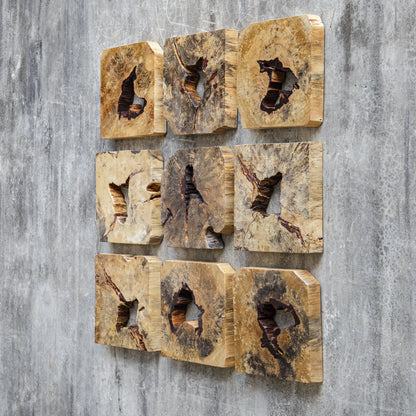 Uttermost Bahati Wood Wall Décor In Natural, S/9 04360