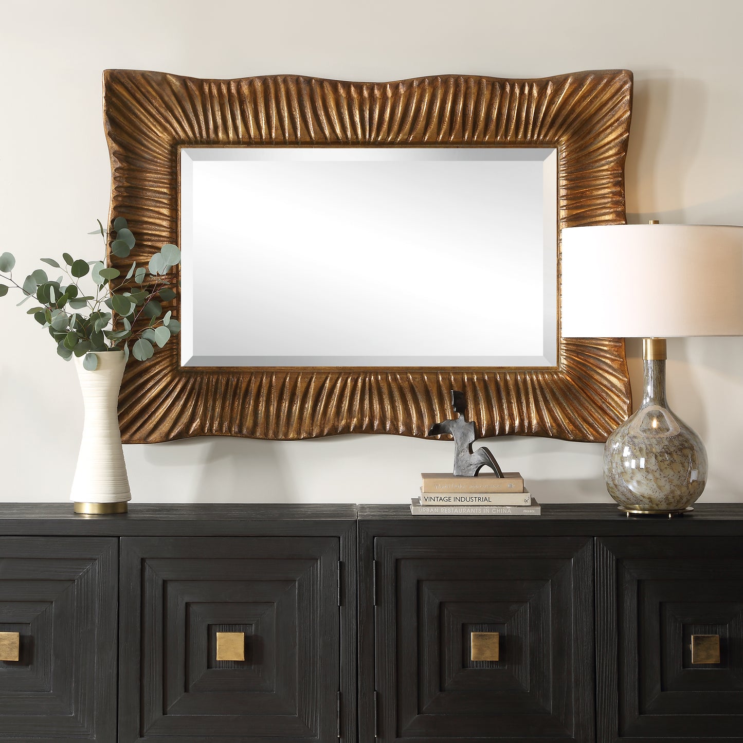 Uttermost Emerson Scalloped Antique Gold Mirror 09971